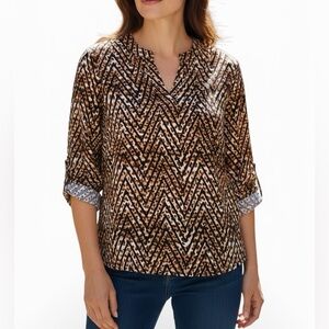 Carolyn Taylor Brown and Black Chevron Blouse